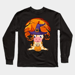 Cow pumpkin witch Long Sleeve T-Shirt